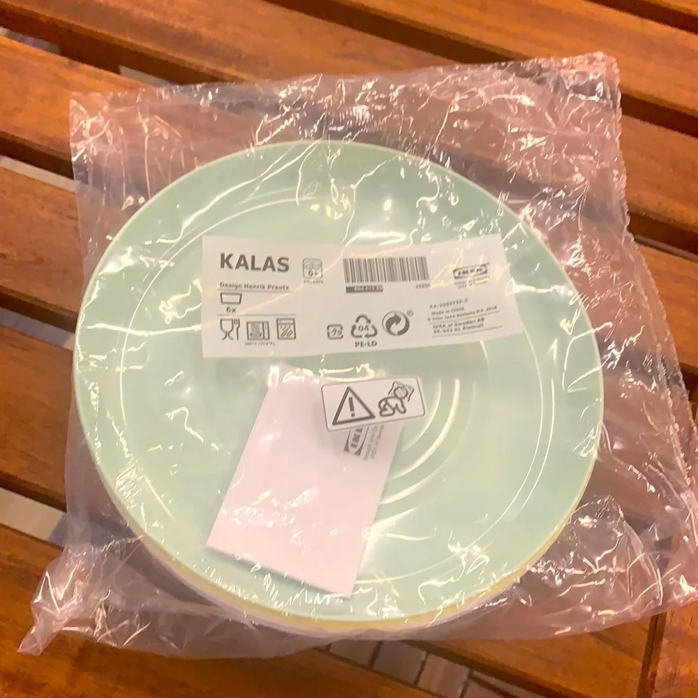 6 pc IKEA Kalas Mint Green Plate Set KALAS Plate, mixed colors